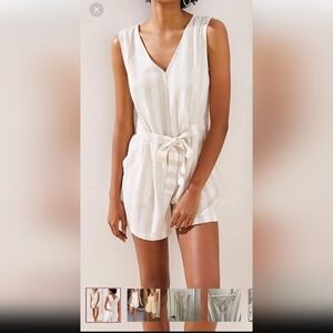 LOFT Beige‎ and White Striped Romper